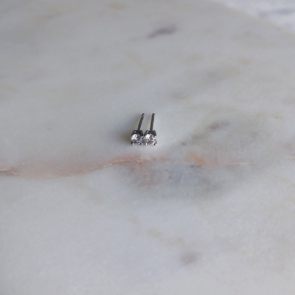 Sterling silver and crystal earrings small white/clear crystal earrings timeless